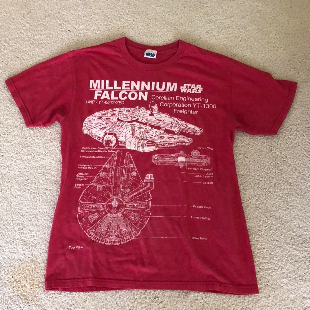millennial falcon schematic vintage look tee shirt